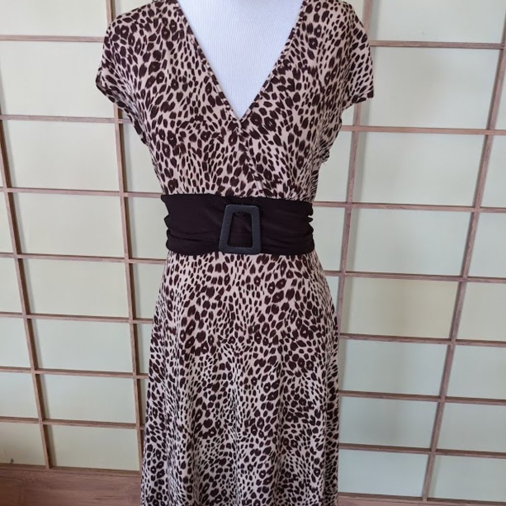Women Leopard Print Midi Dress, Size M